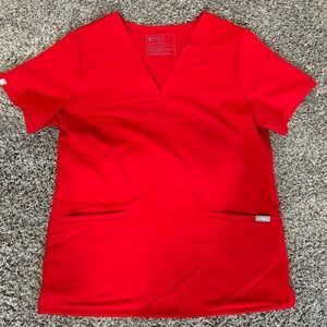 Figs Winning Red Casma - Three-Pocket Scrub Top